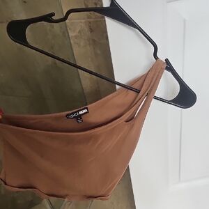 Fashion Nova Tan Asymmetrical Top